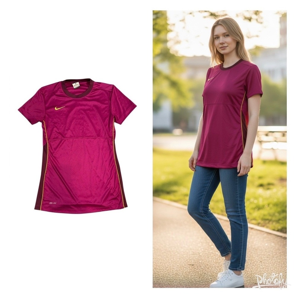 Nike Women's Short Sleeve Tee - Pink and Yellow
